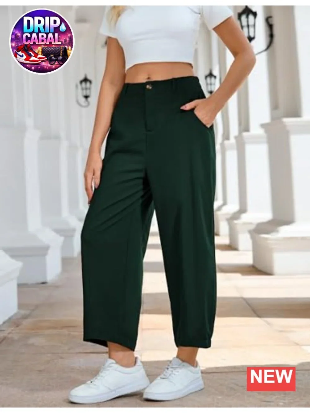 Linen Wide Leg Capri Pants High Rise Palazzo Trousers